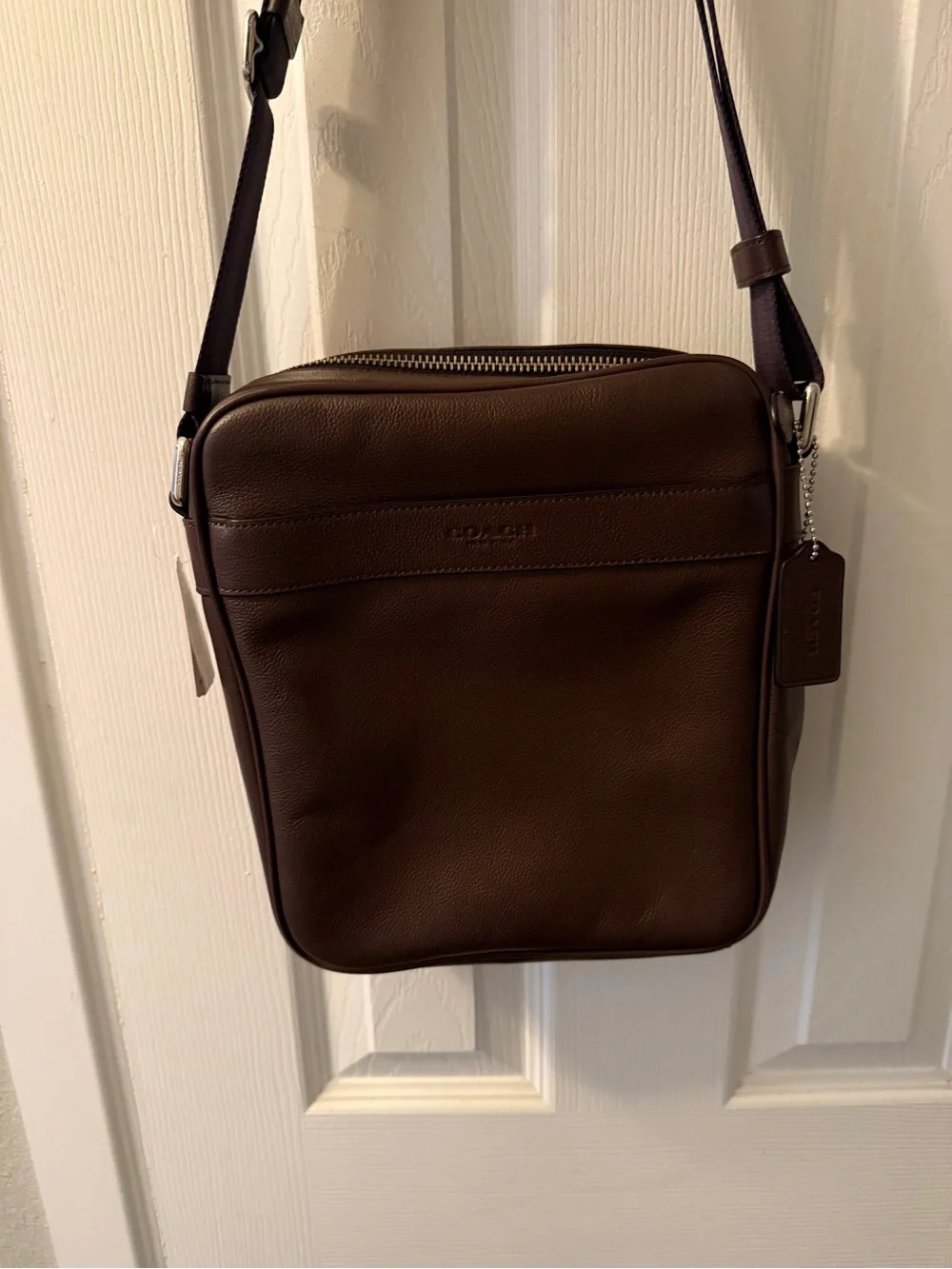 Coach Dark Brown Pebbled Leather Messenger Crossbody